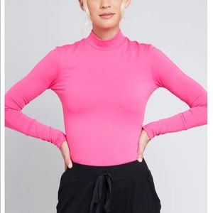 Terez Neon Pink All-Use Mock Neck (size Medium)